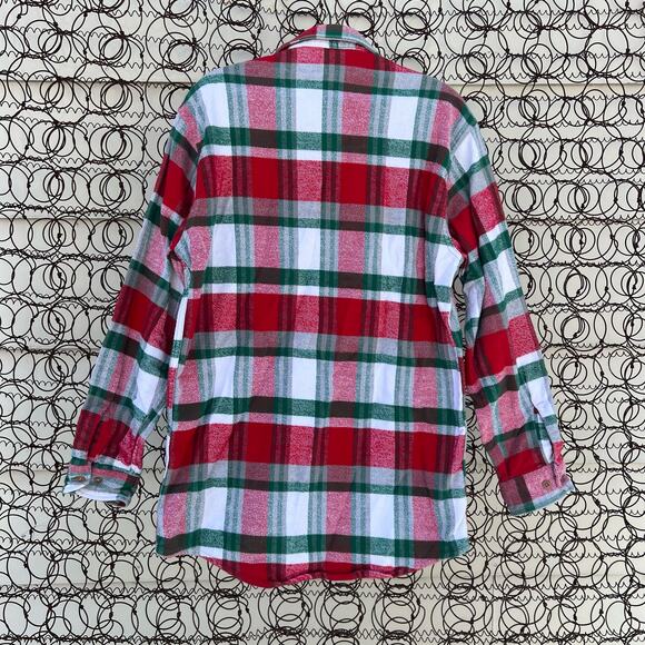 Vintage Big Mac Flannel Red Green Christmas Plaid Button Up Shirt LARGE TALL - Picture 3 of 4